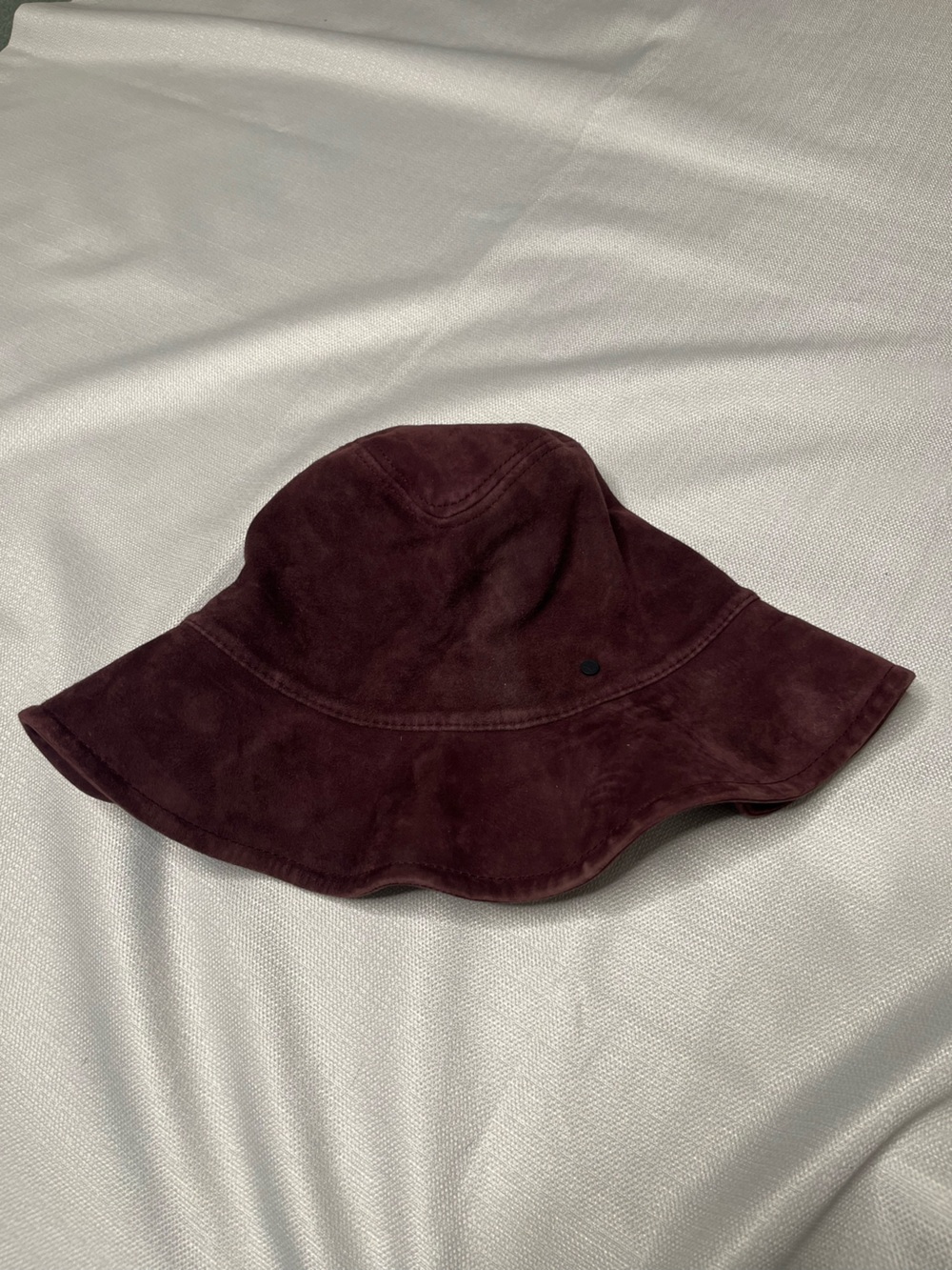 Maison Michel Burgundy Suede Bucket Hat Wide Brim Boho Quiet Luxury Chic